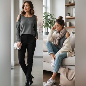 Juicy Couture Gray Pearl Embellished Cold Shoulder Top Size M.